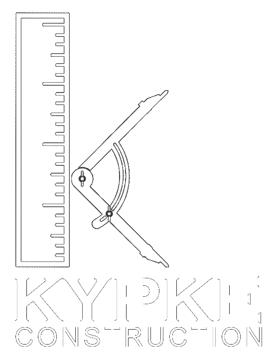 The Kypke construction logo in white on black