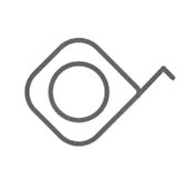A stylized tape measure